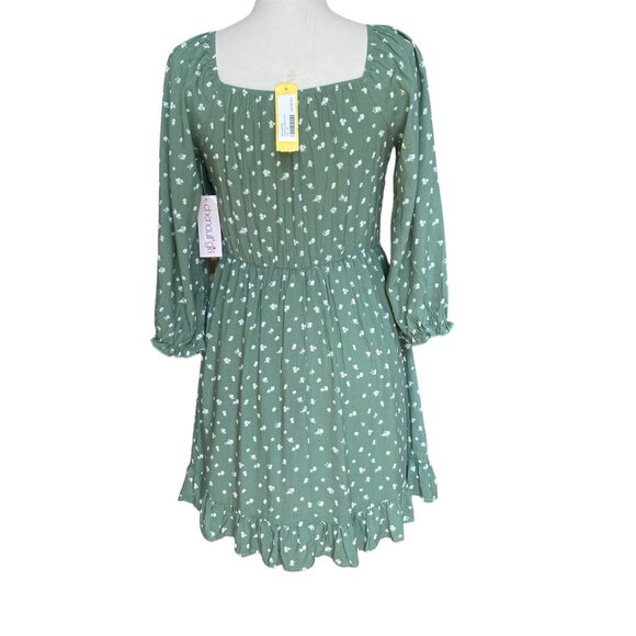 NWT Chenault Smocked Floral Dress Green Puff Sleeve Cottage Prairie Peasant-16 - Picture 8 of 16